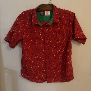 Spencer's  "GET LIT" Mens Holiday Party Fun Button Up Shirt Size Medium Novelty